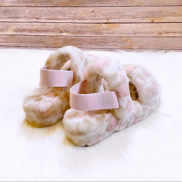 UGG Oh Yeah Panther Print Slide Sandal Slippers In White - Picture 2 of 8